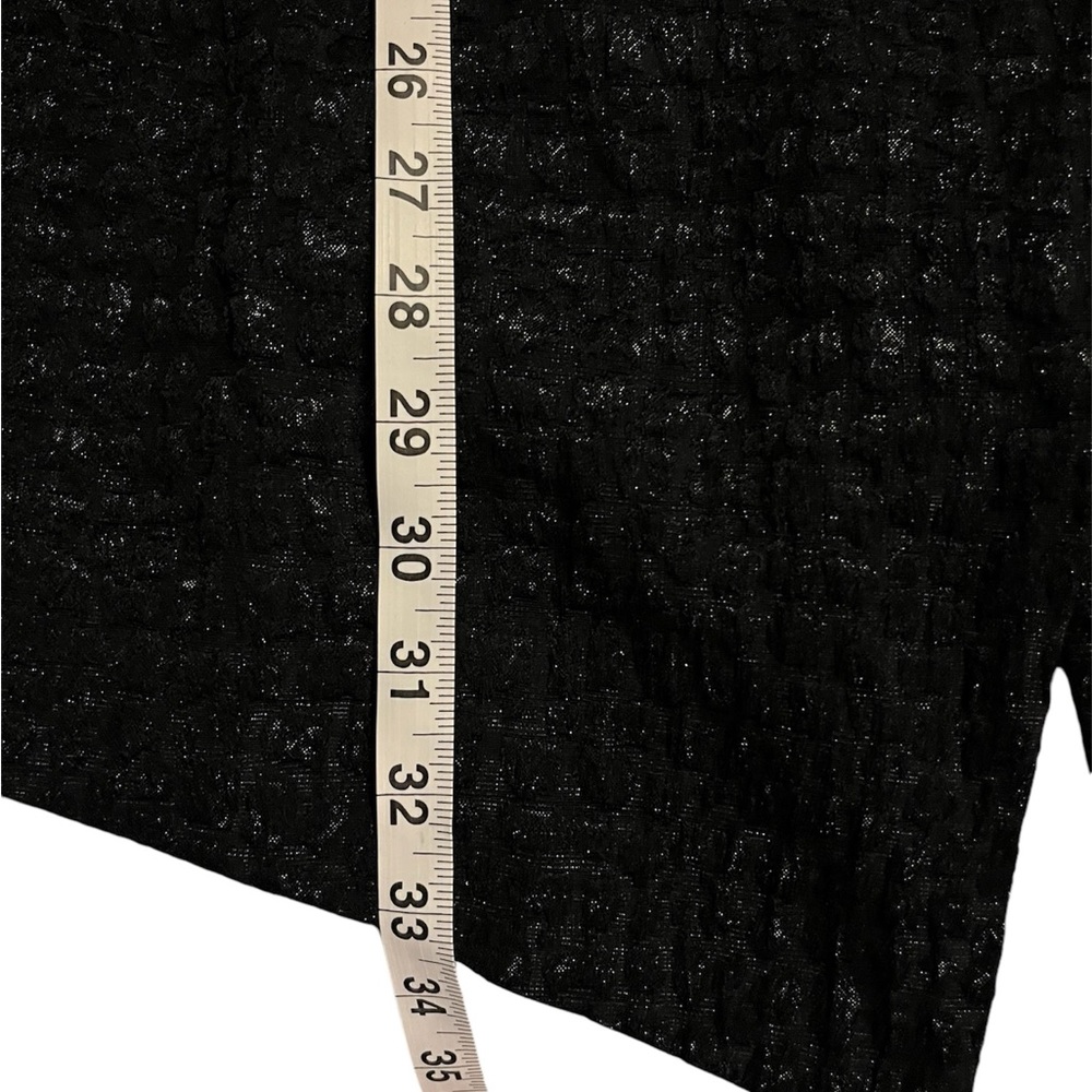 Chico’s Black Textured Open Front Shimmer Duster Old Money Topper Mob Wife - Picture 3 of 7